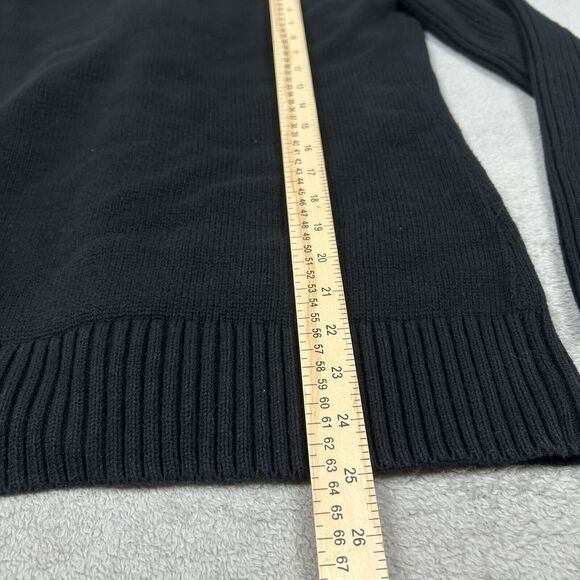 Ralph Lauren Sweater Women's Medium Black Rib Knit Shawl Collar Buckle Cardigan - Picture 8 of 9